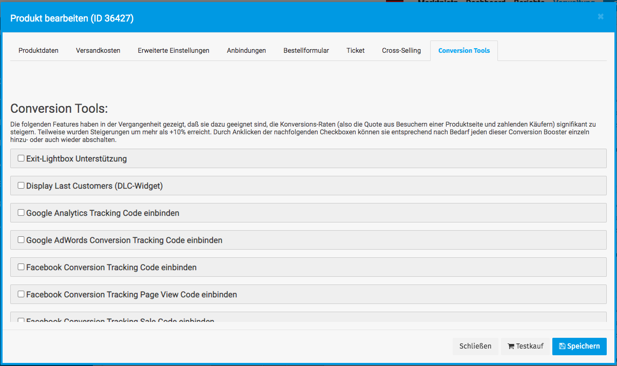 Conversion- und Tracking Tools My-Bereich