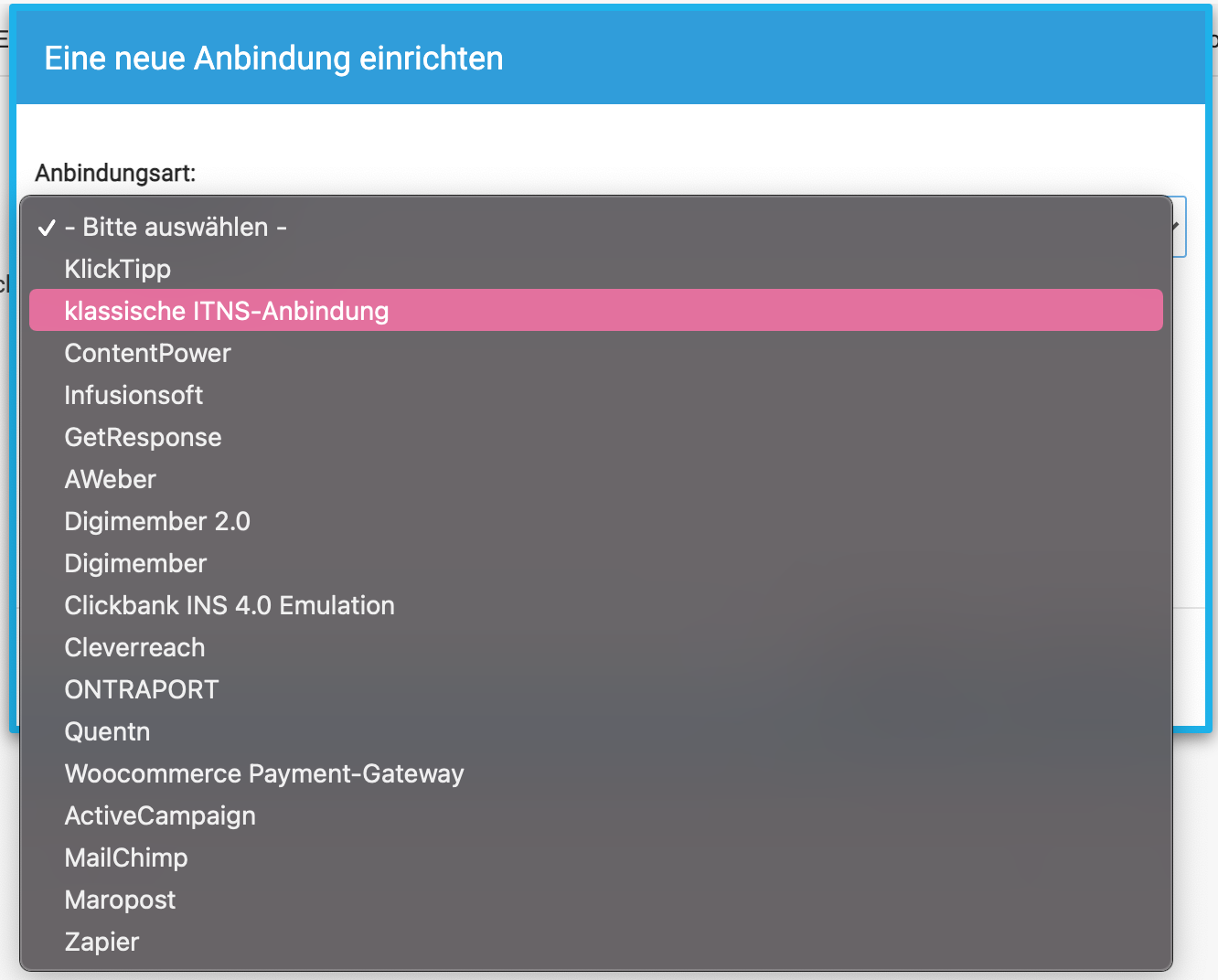 ITNS Anbindung einrichten bei AffiliCon