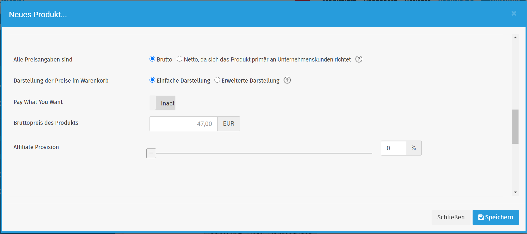 Neues Produkt anlegen Affilicon Hilfecenter