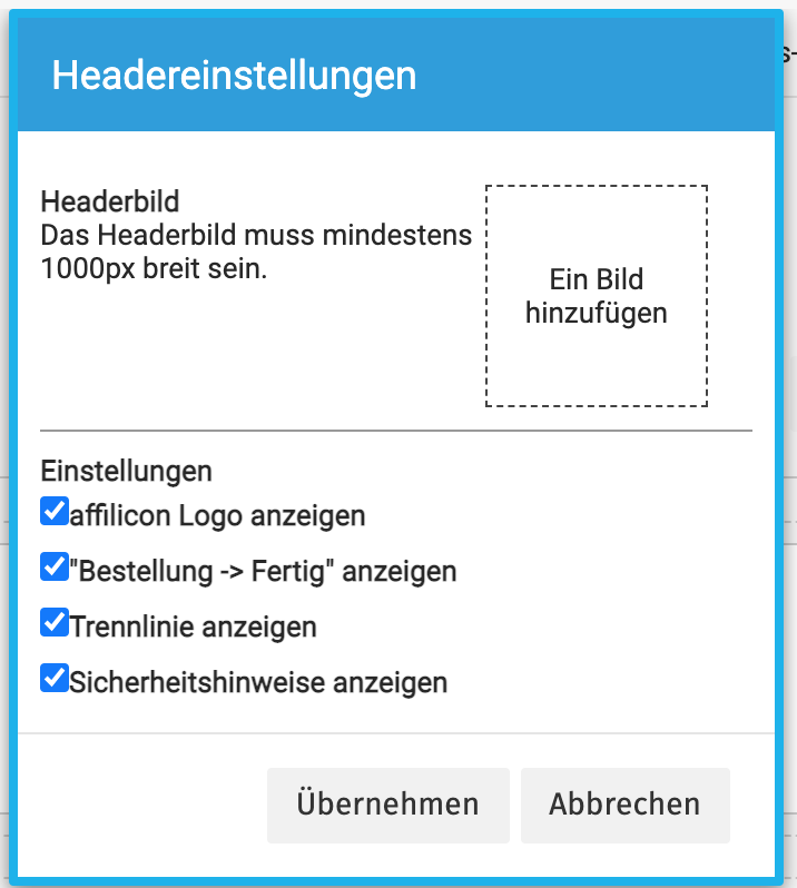 Konfigurierbares Bestellformular auf affilicon