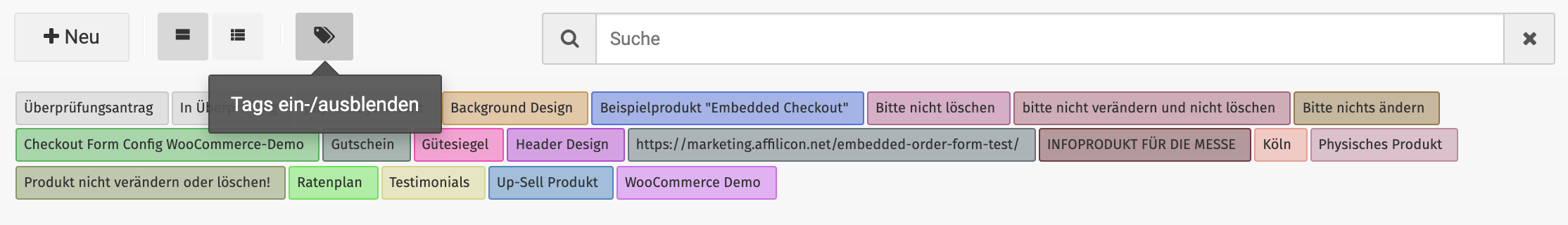 Besser Übersicht deiner Online-Produkte durch Tags